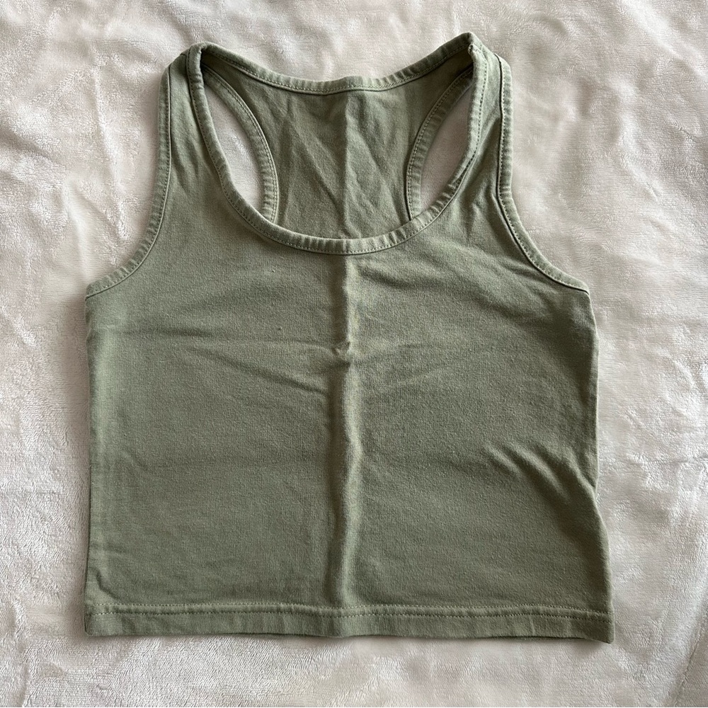 small sage green tank crop top